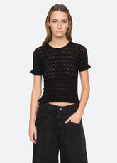 Rue S/S Sweater Black / Sea New York