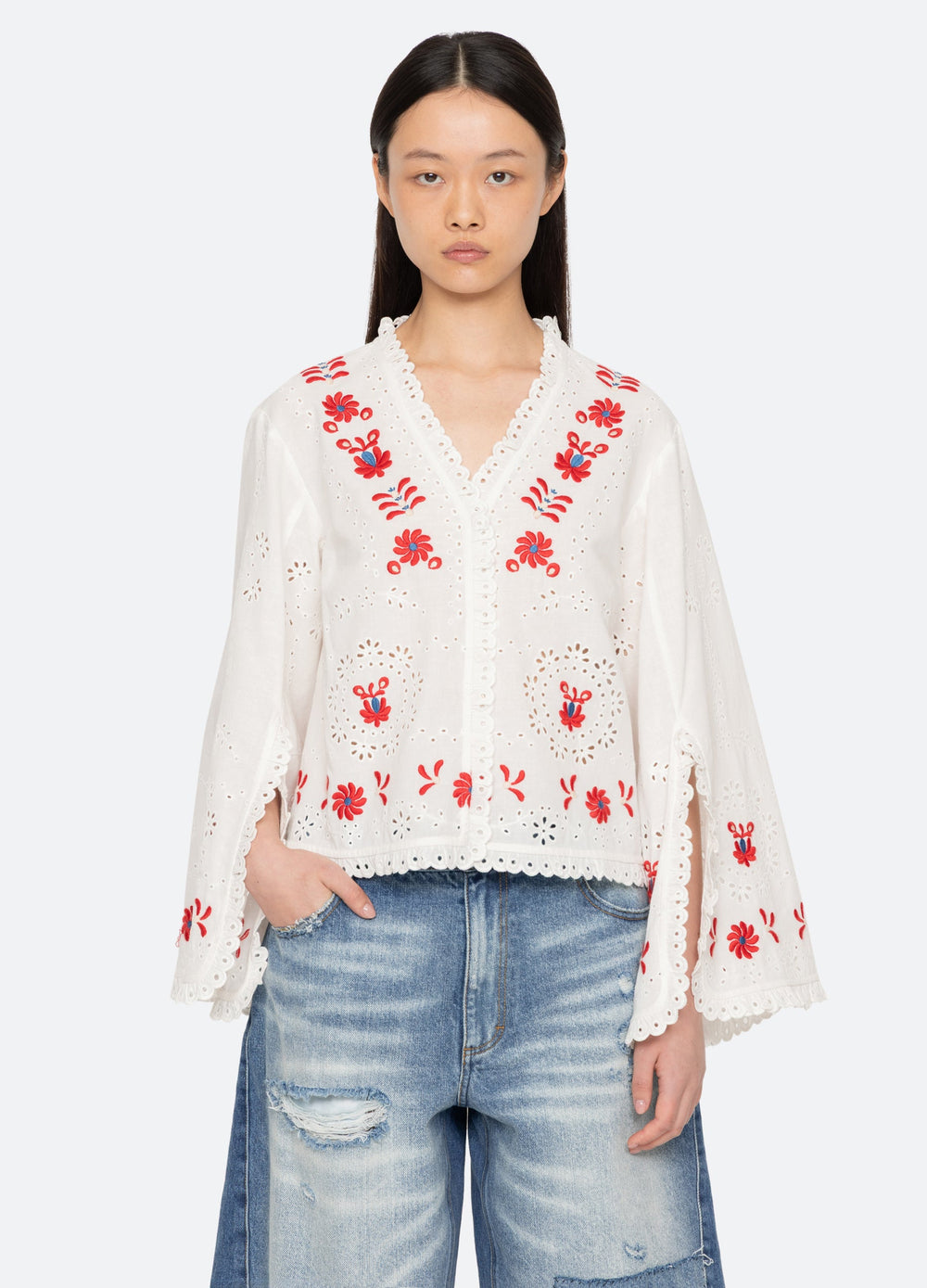 Catharina L/S Top Cream / Sea New York US