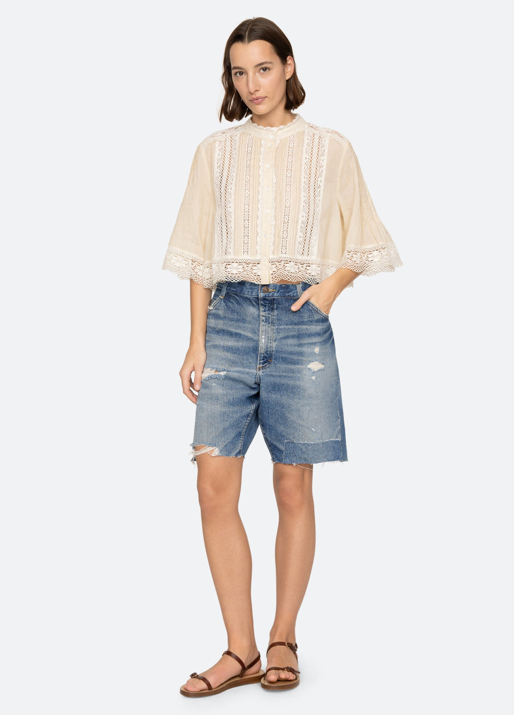 Pippa S/S Top Cream / Sea New York Sale