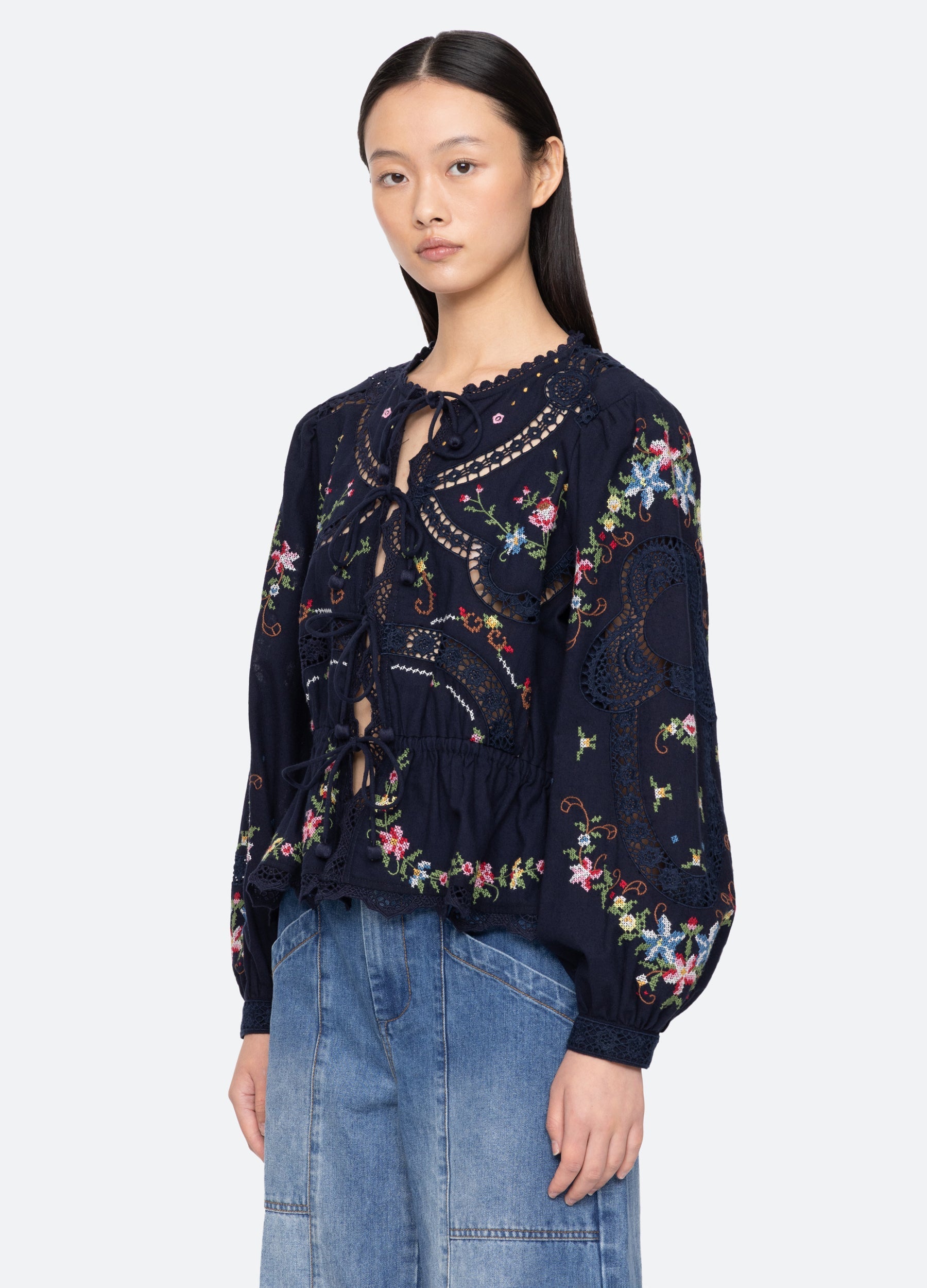 Edwina L/S Top Navy / Sea New York Near me