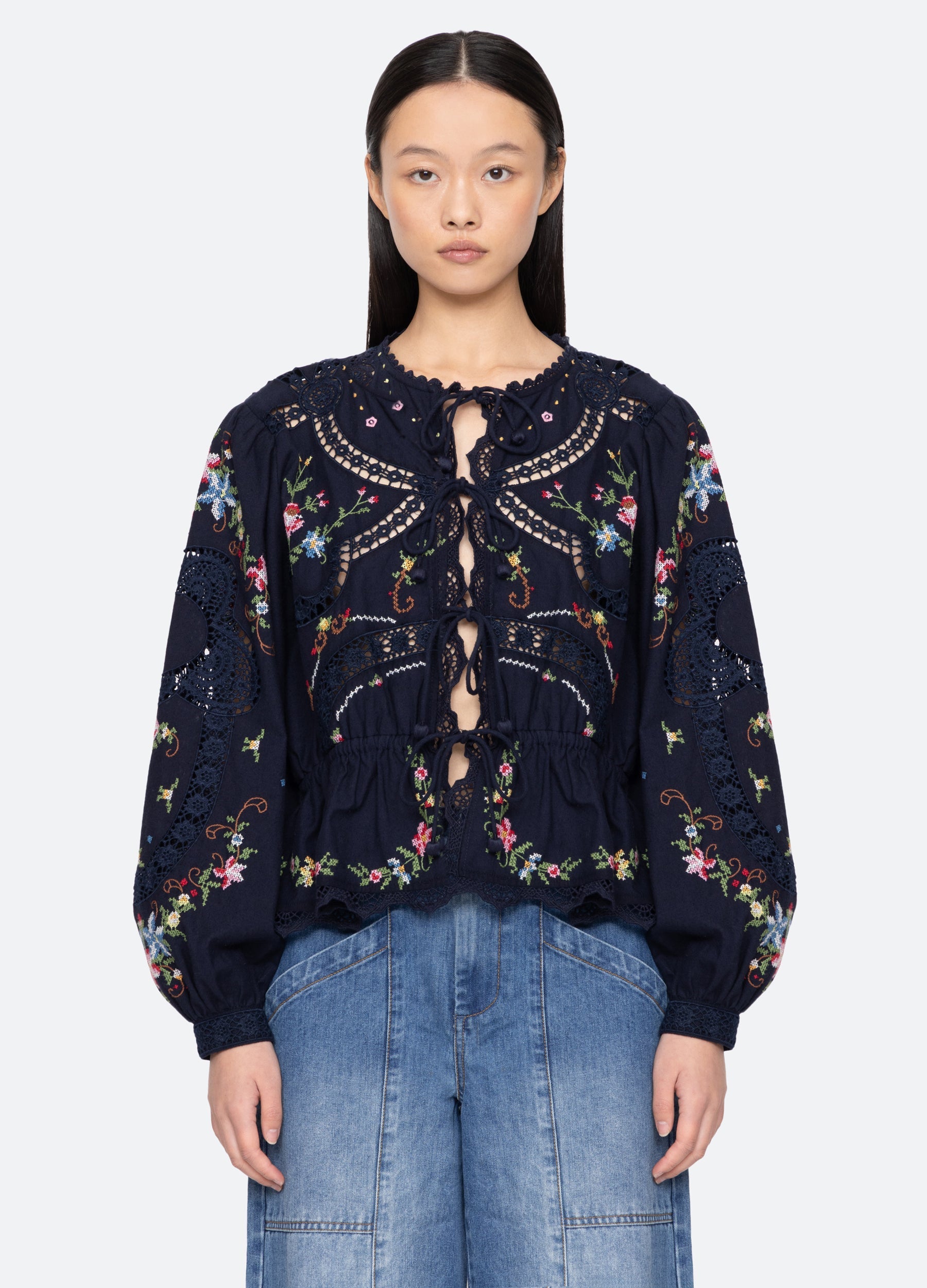 Edwina L/S Top Navy / Sea New York Near me