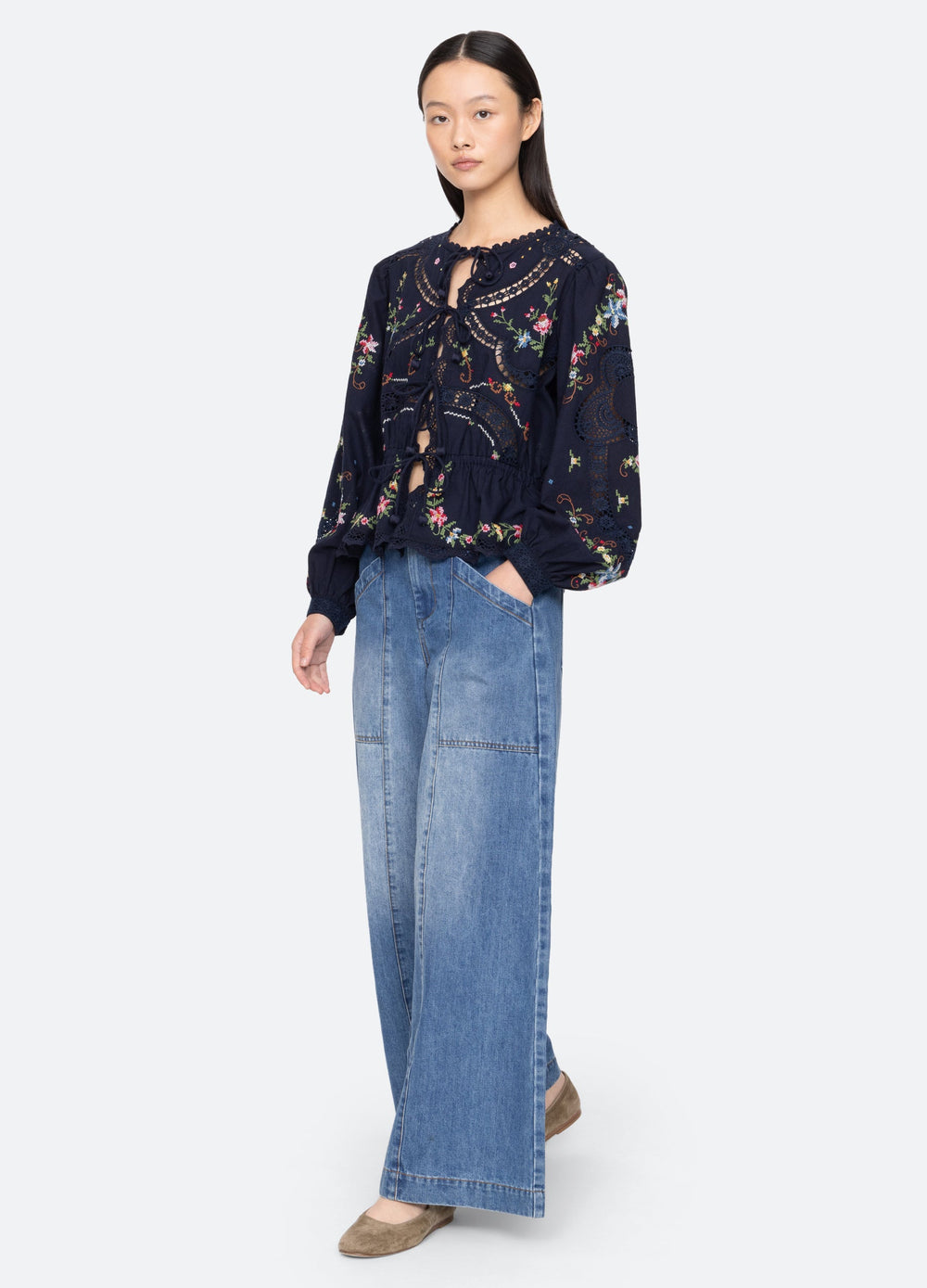 Edwina L/S Top Navy / Sea New York Near me