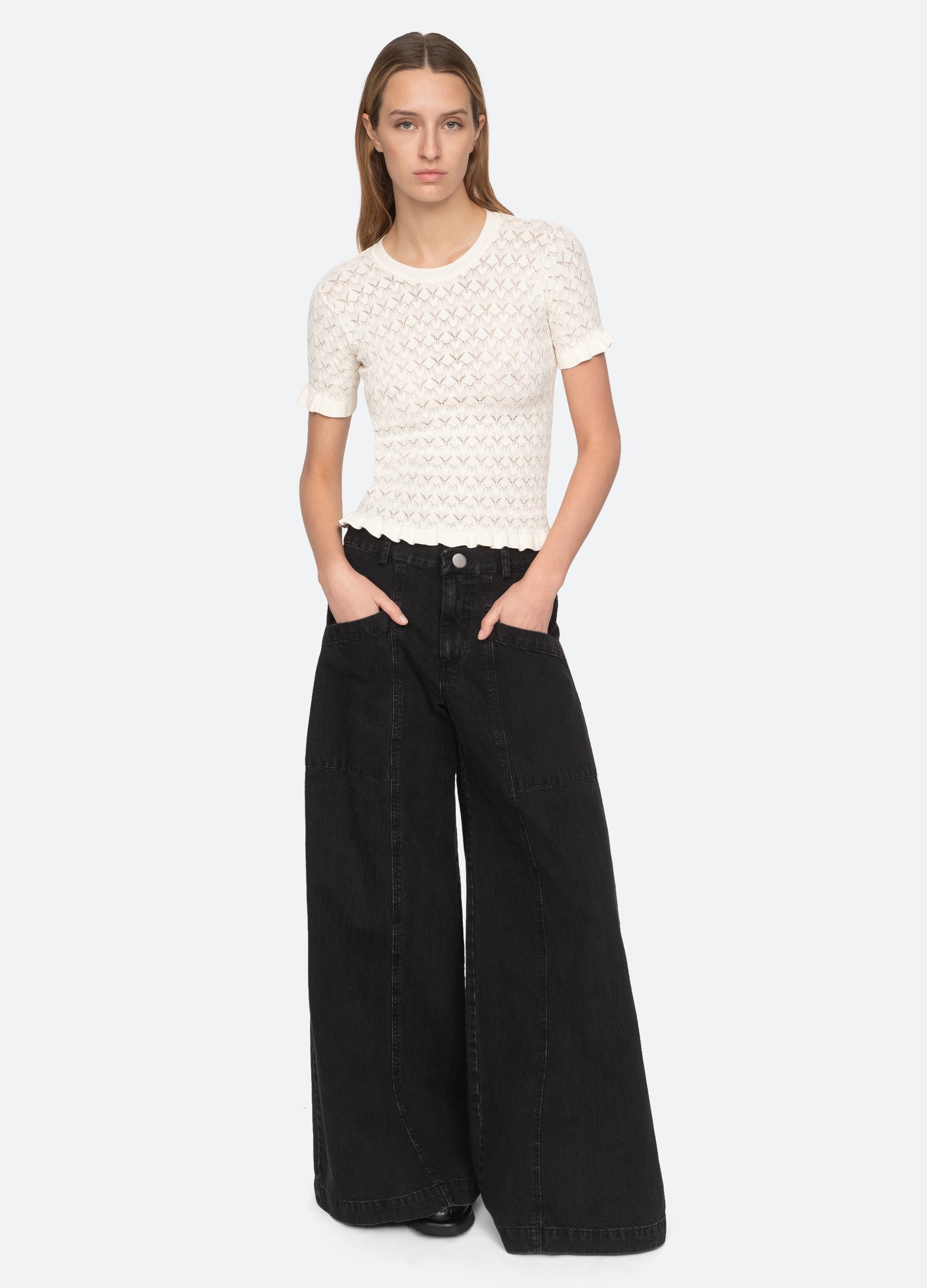 Rue S/S Sweater Black / Sea New York