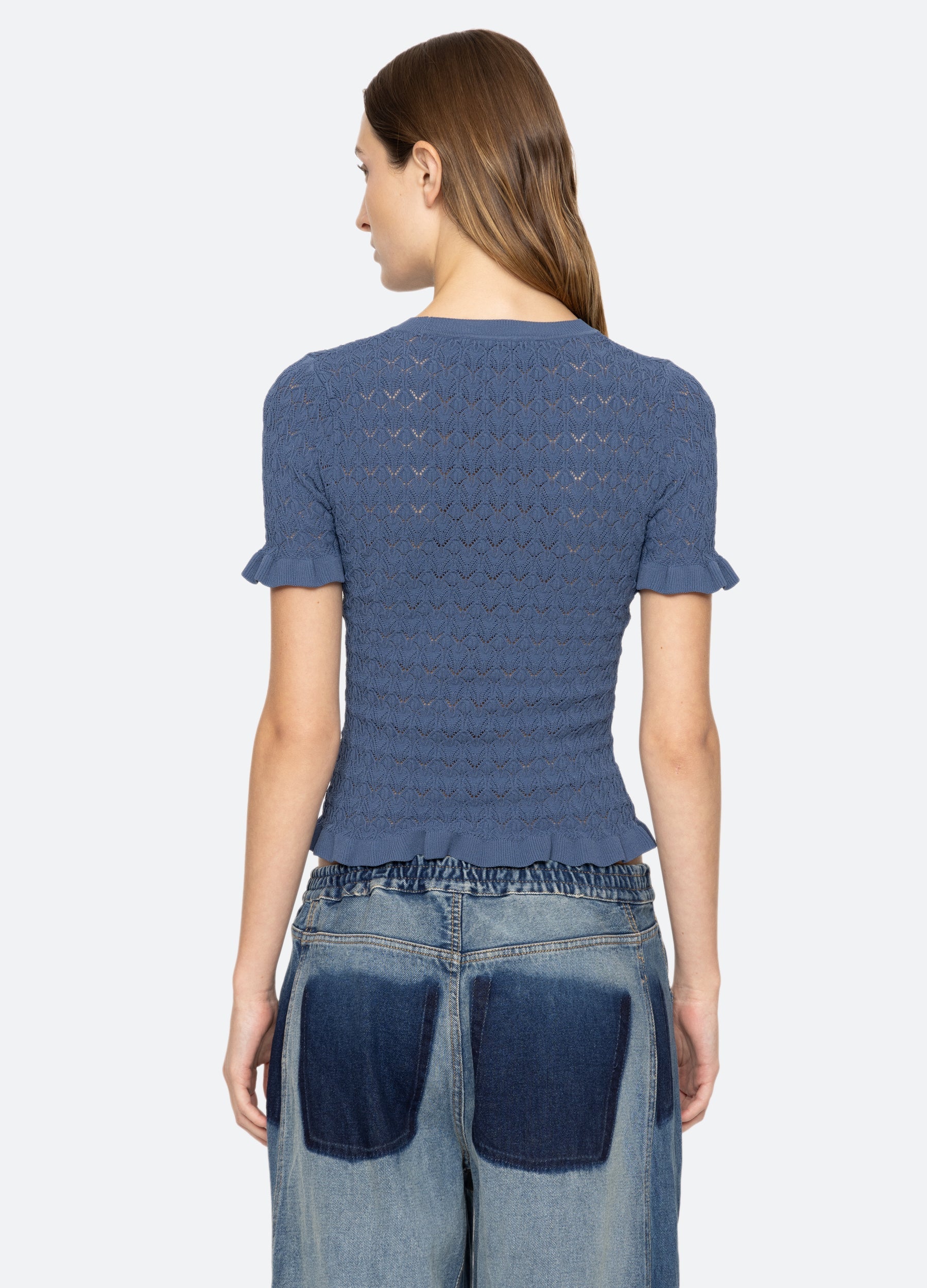 Rue S/S Sweater Black / Sea New York