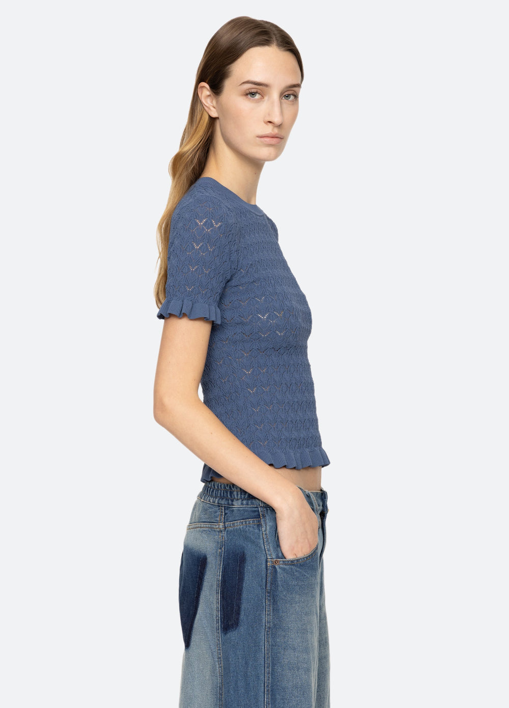 Rue S/S Sweater Black / Sea New York