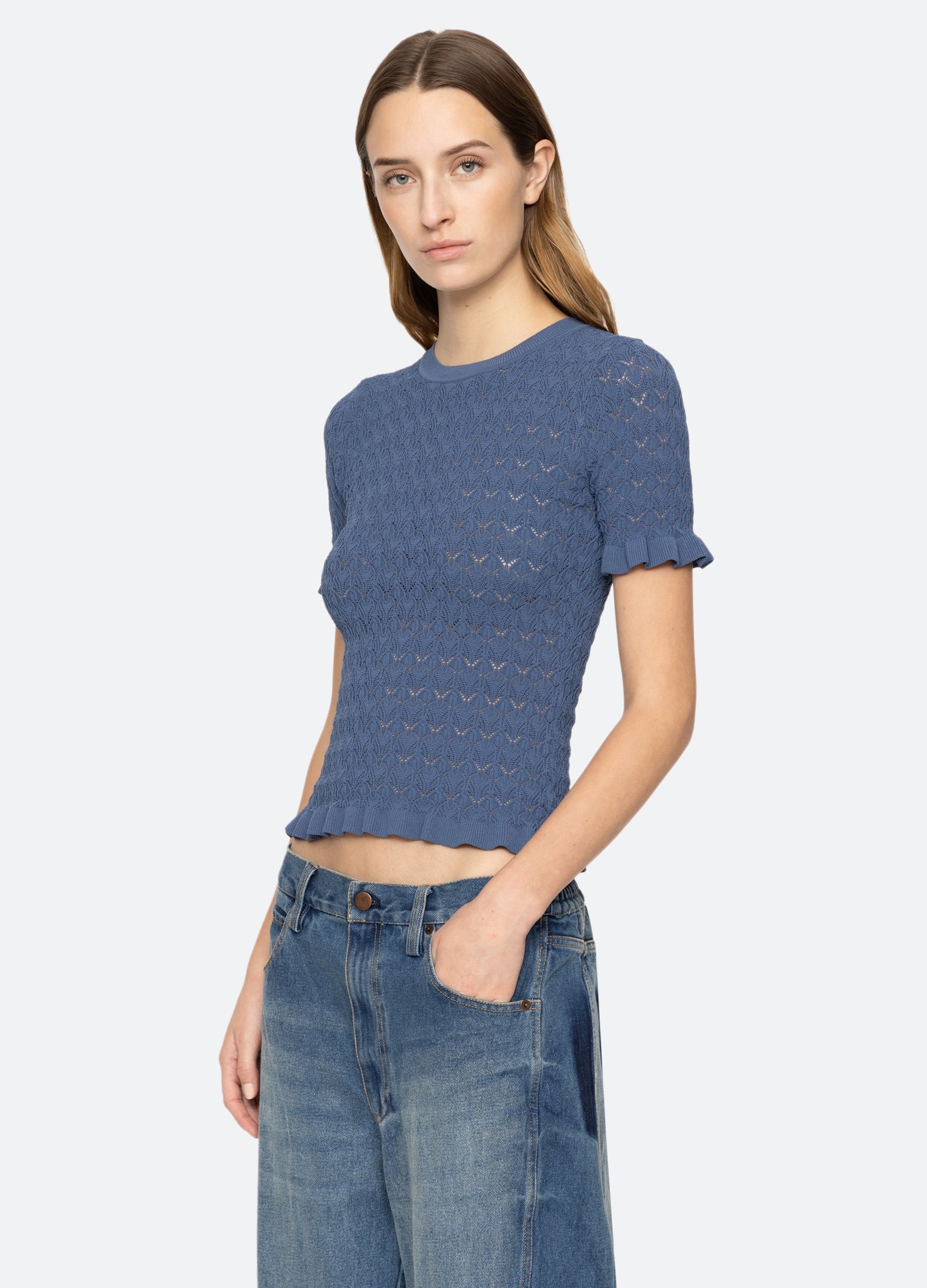 Rue S/S Sweater Black / Sea New York