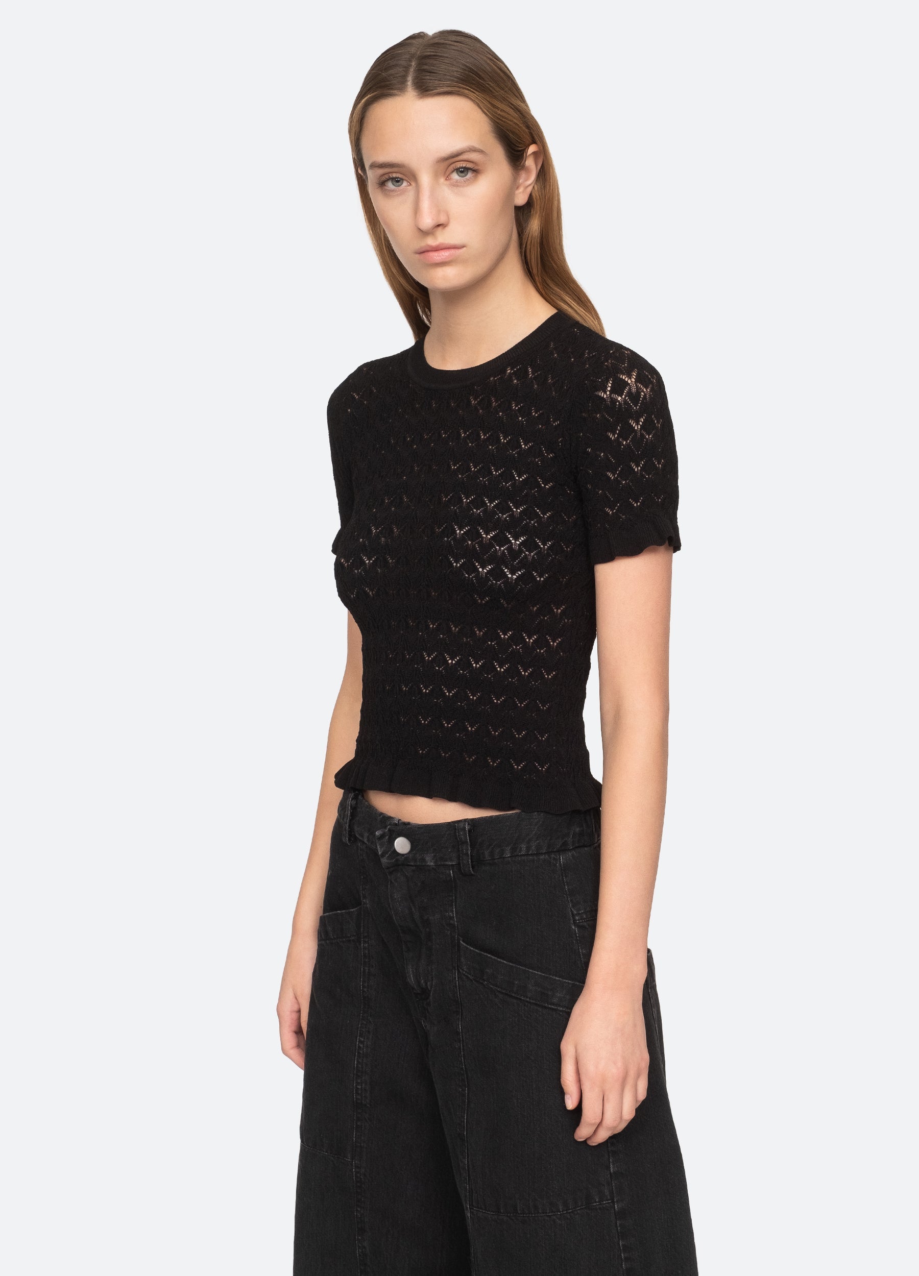 Rue S/S Sweater Black / Sea New York