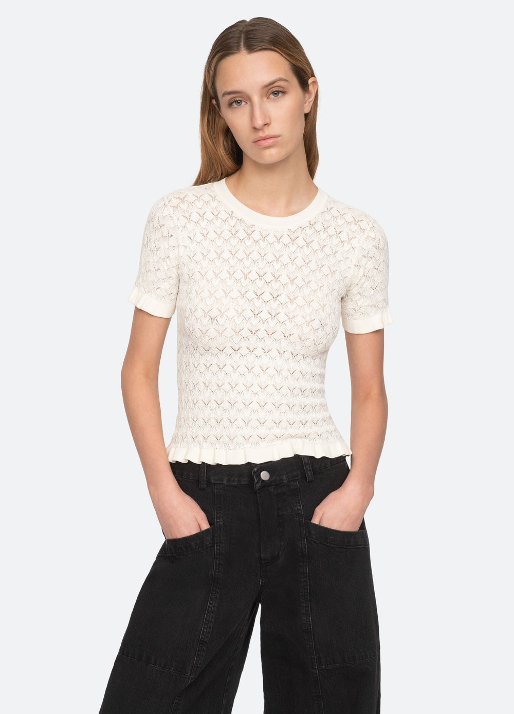 Rue S/S Sweater Black / Sea New York
