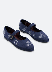 Demi Mary Jane Flats Navy / Sea New York For Sale